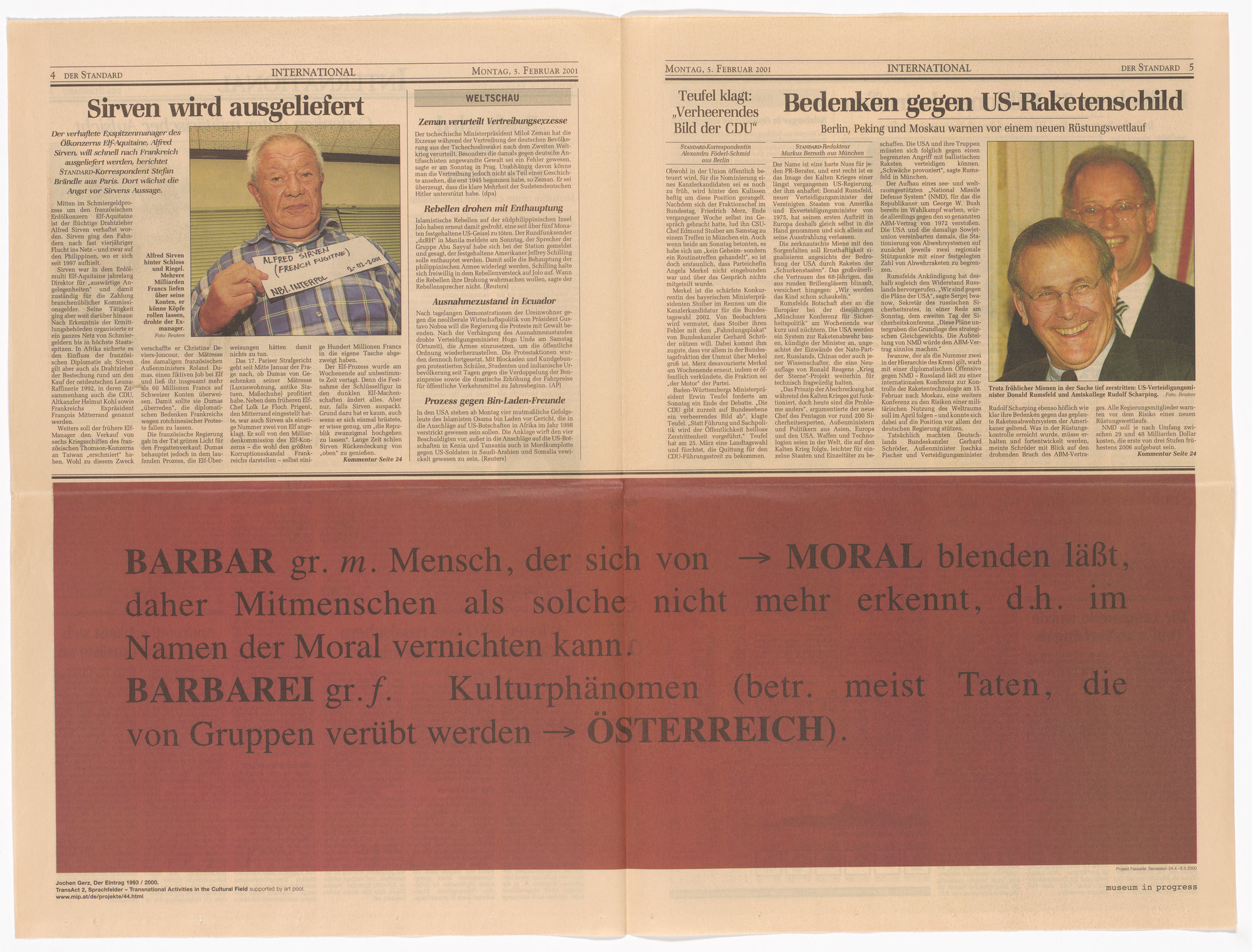 Jochen Gerz. Der Eintrag 1993/2000 from the Museum in Progress project TransAct 2 - Linguistic Fields