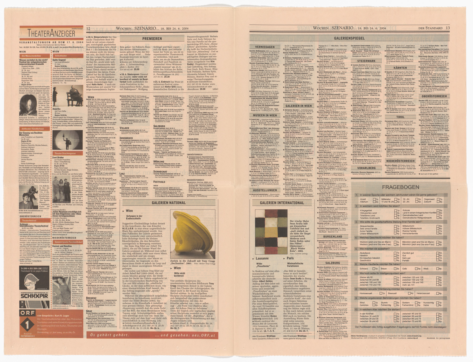Silvie Vondrejcova. Questionnaire (Fragebogen) from the Museum in Progress project Tranzit Cooperation