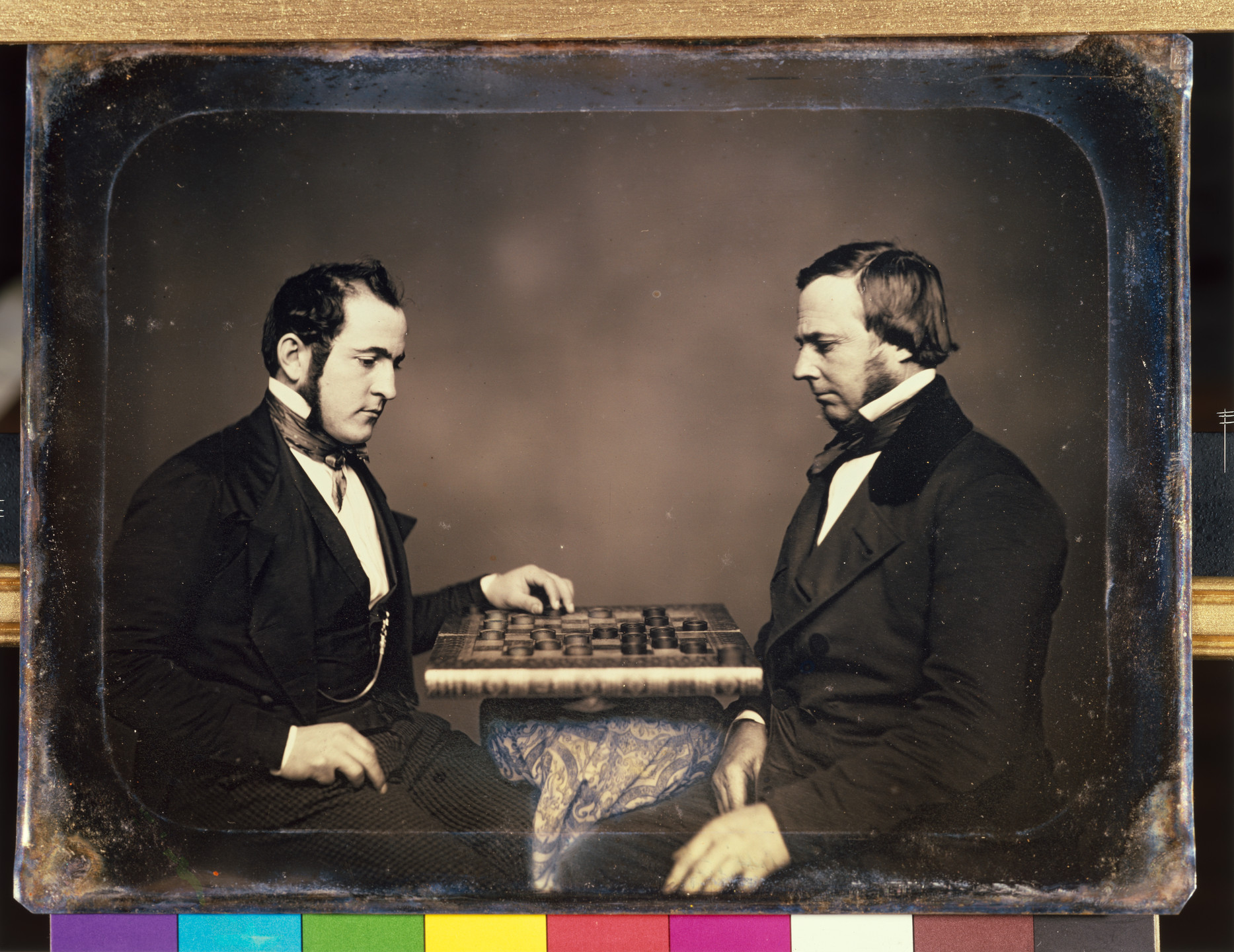 Unidentified. Two Men Playing Checkers / Untitled (bug). c. 1851