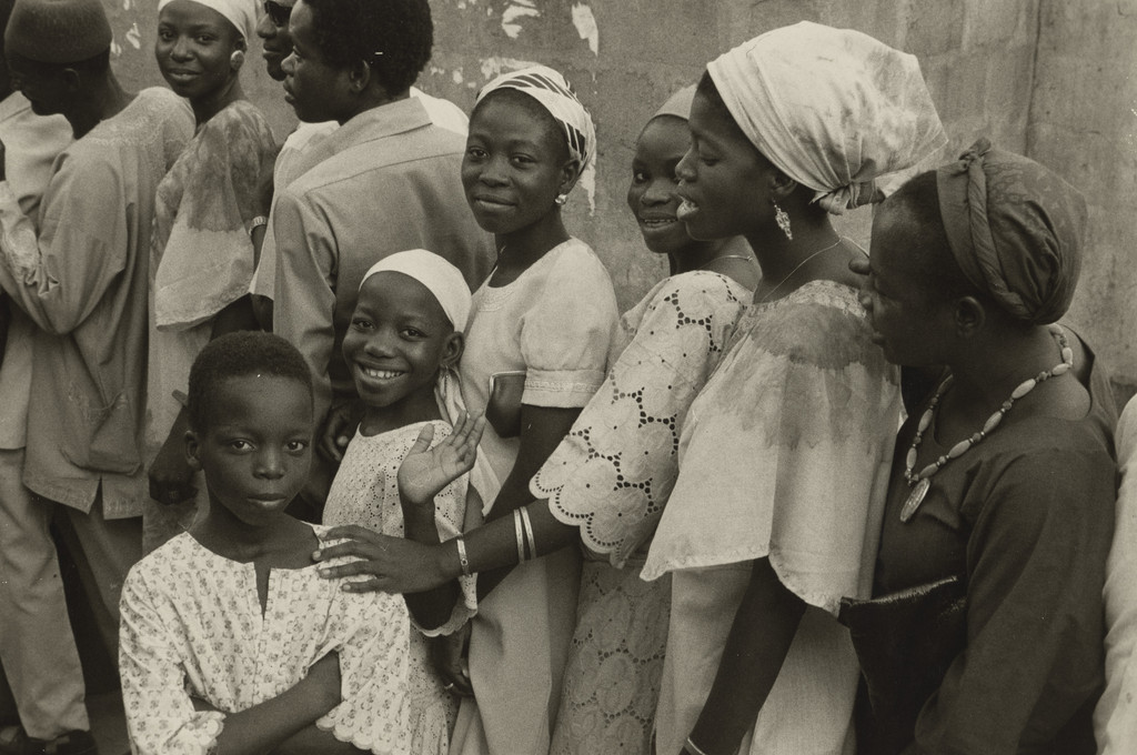 Family group queued for entry to FESTAC 77