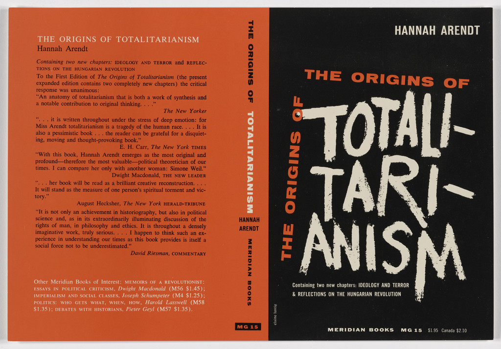 Book cover for "The Origins of Totalitarianism" by Hannah Arendt