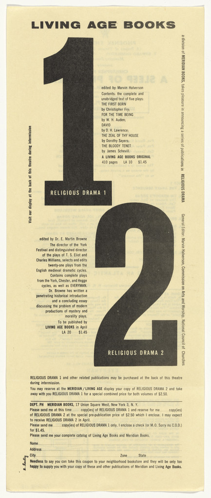Advertisement for Living Age Books by Elaine Lustig Cohen