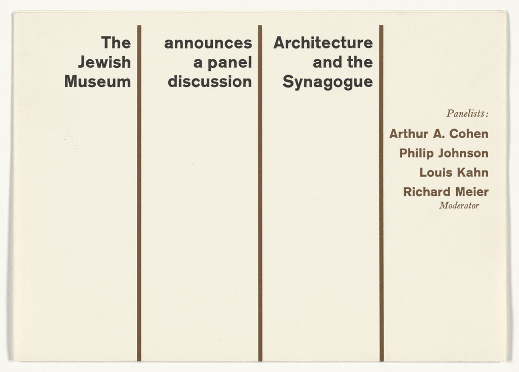 Program card for panel discussions at the Jewish Museum