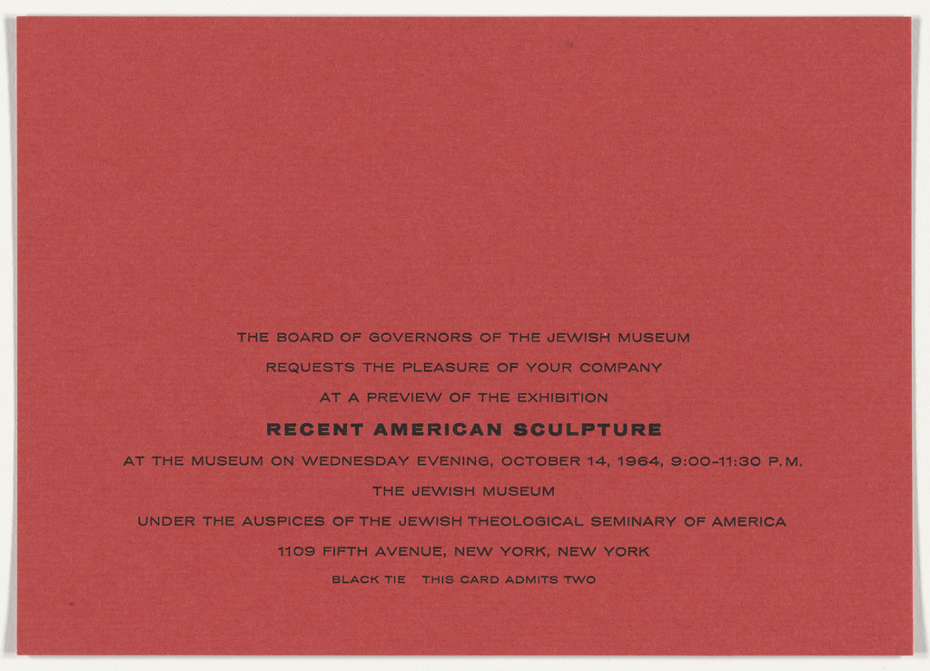 Invitation cards for opening receptions at the Jewish Museum