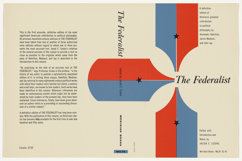 Book cover for "The Federalist" edited by Jacob E. Cooke
