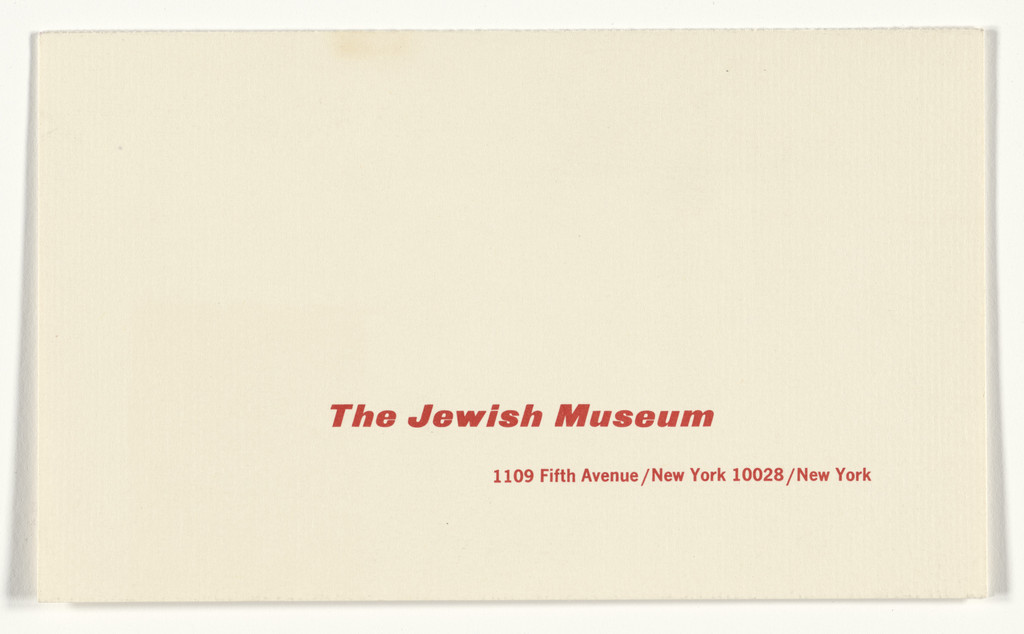 Invitation card for a lecture at the Jewish Museum