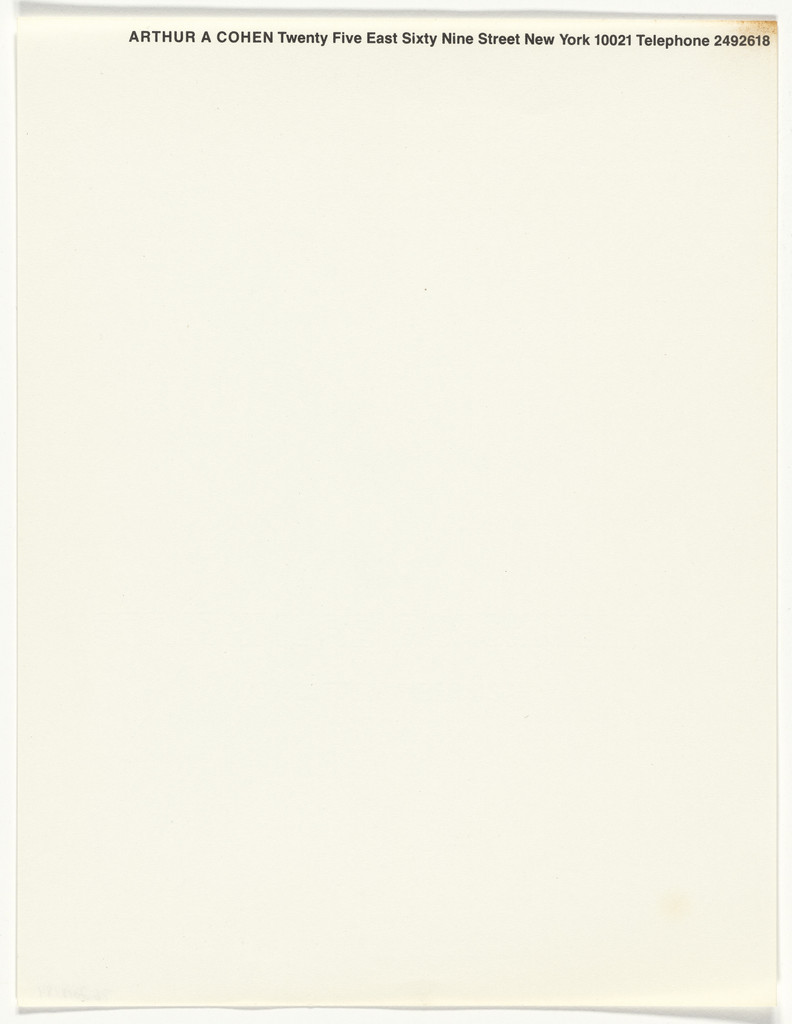 Arthur A. Cohen stationery by Elaine Lustig Cohen