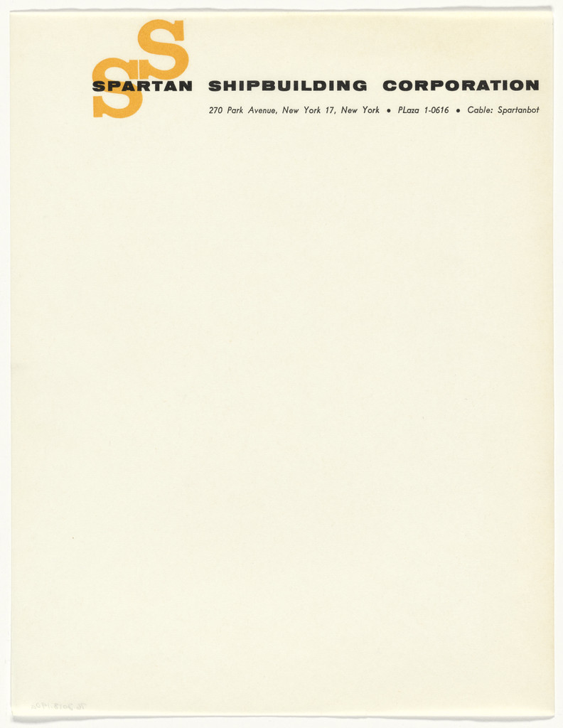 Spartan Shipbuilding Corporation stationery