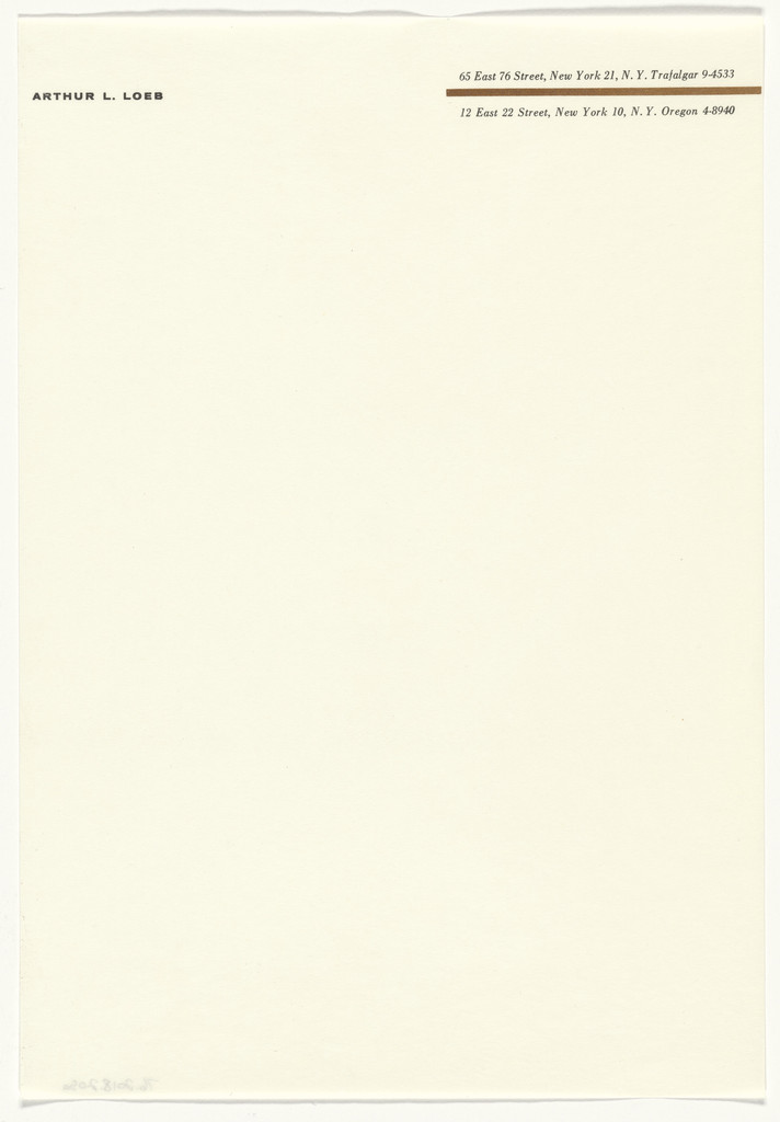 Arthur L. Loeb stationery by Elaine Lustig Cohen