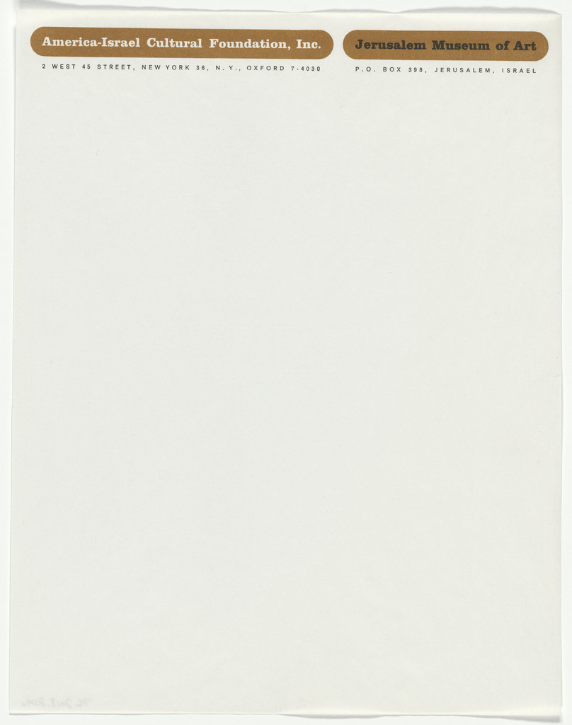 America-Israel Cultural Foundation stationery by Elaine Lustig Cohen