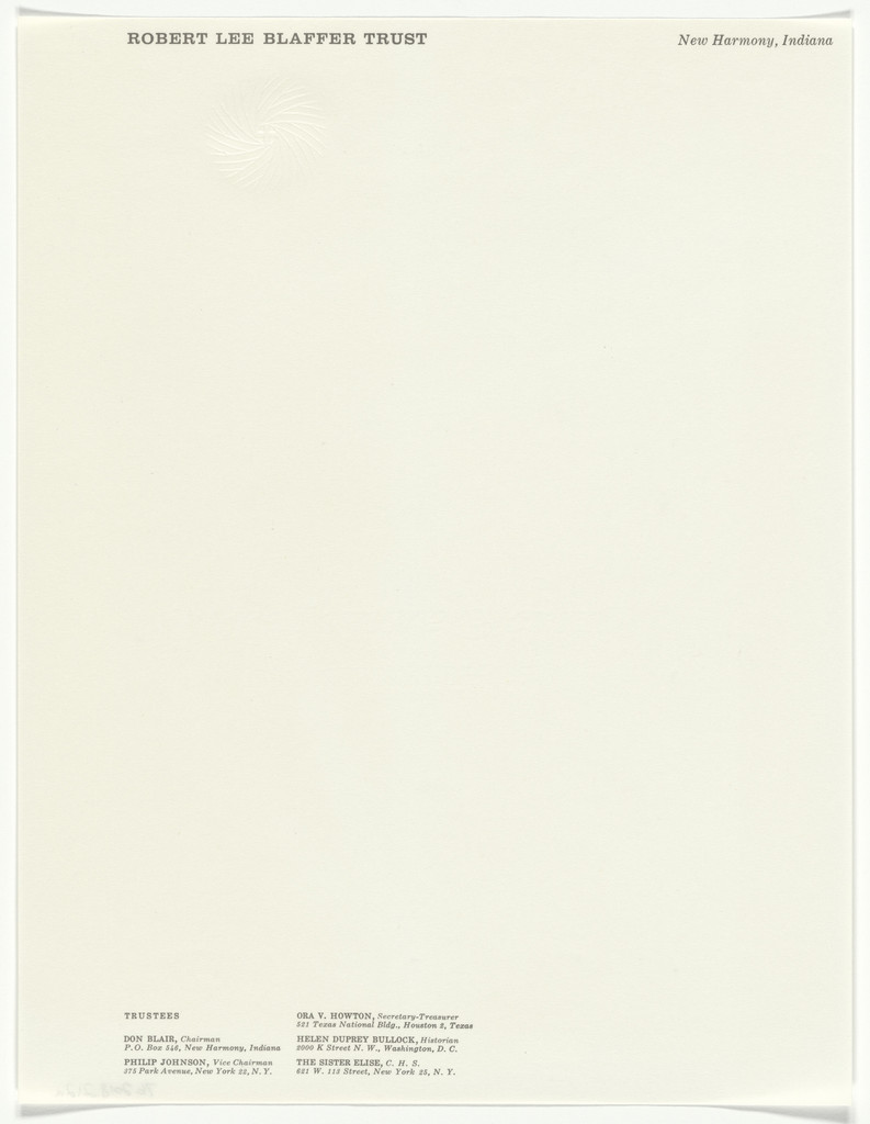 Robert Lee Blaffer Trust stationery