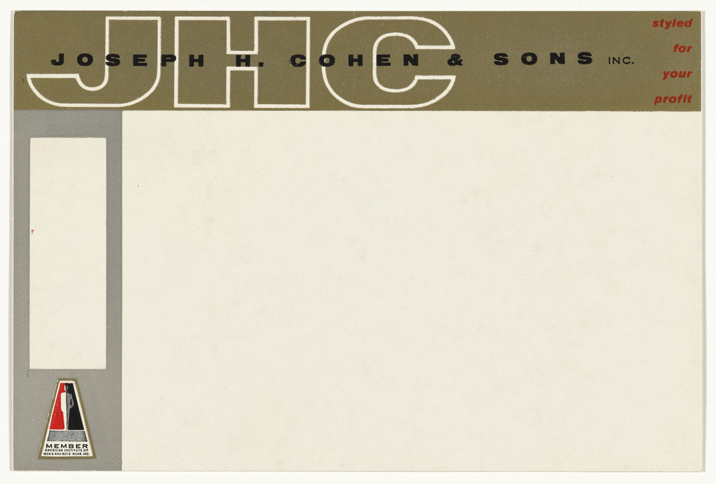 Joseph H. Cohen & Sons stationery card
