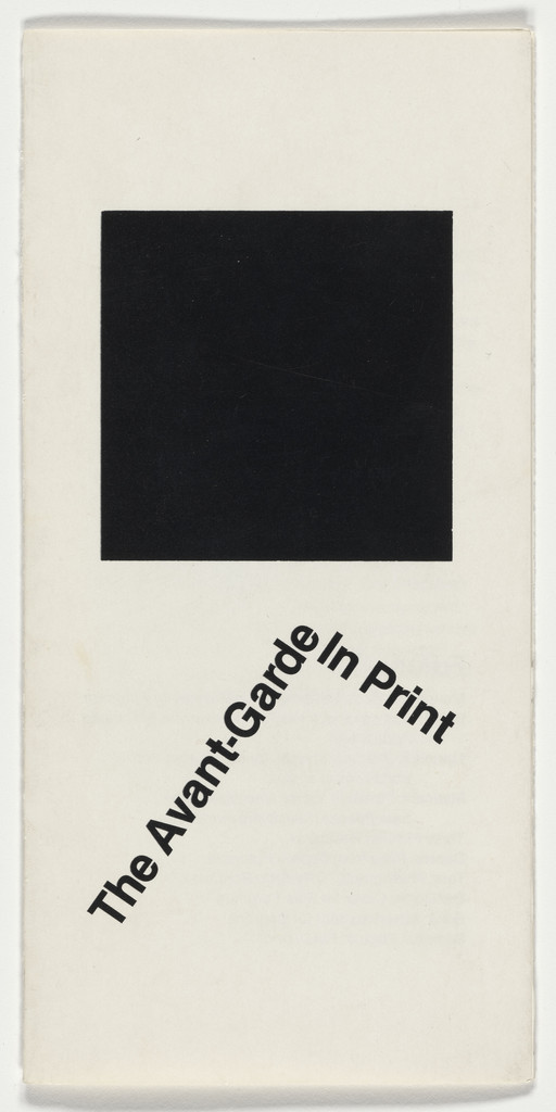 Pamphlet for the publication "The Avant-garde in Print" by Ex Libris