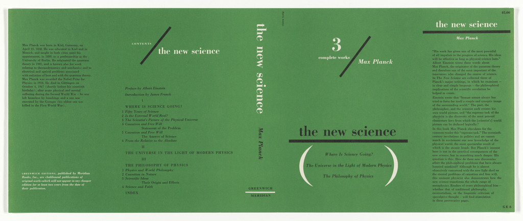 Book cover for "The New Science" by Max Planck