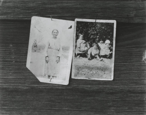 Walker Evans. Family snapshots on the wall of Frank Tengle's home. 1936