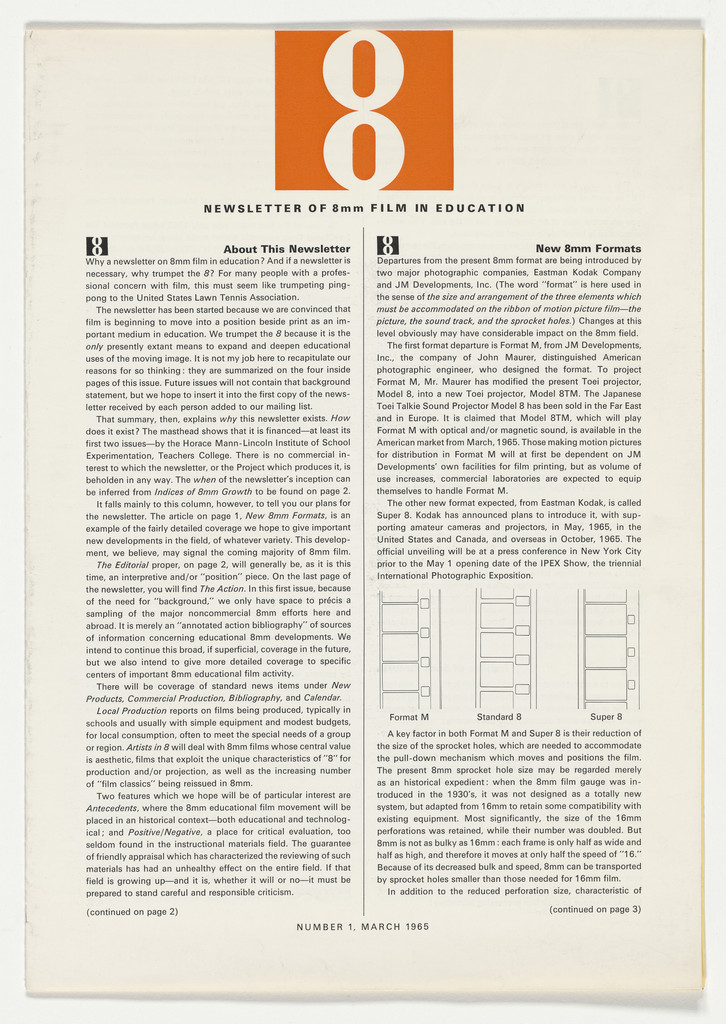 Newsletter and stationery for "8mm Film in Education"