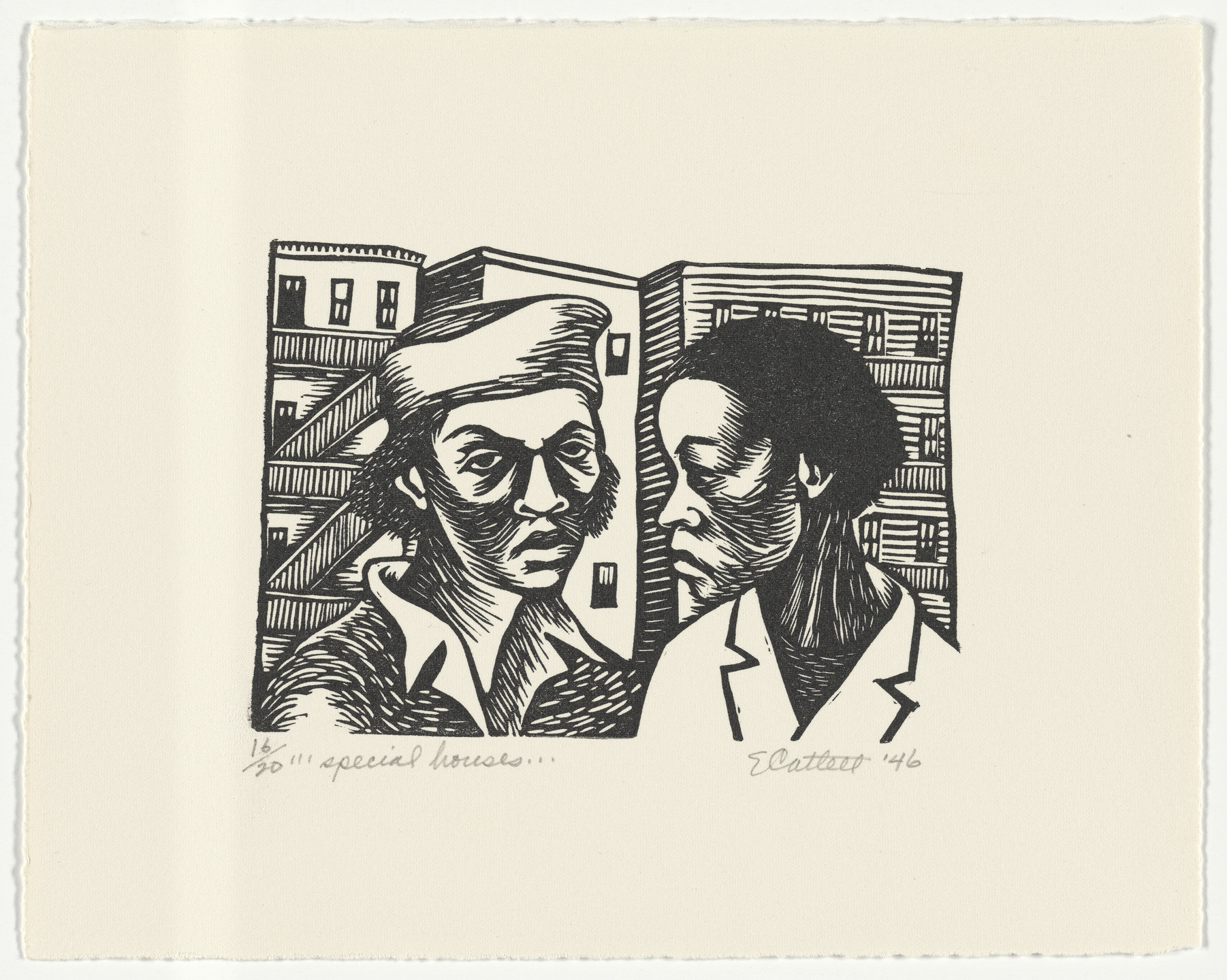 Elizabeth Catlett. Special Houses… from the series The Black Woman. 1946, printed 1989