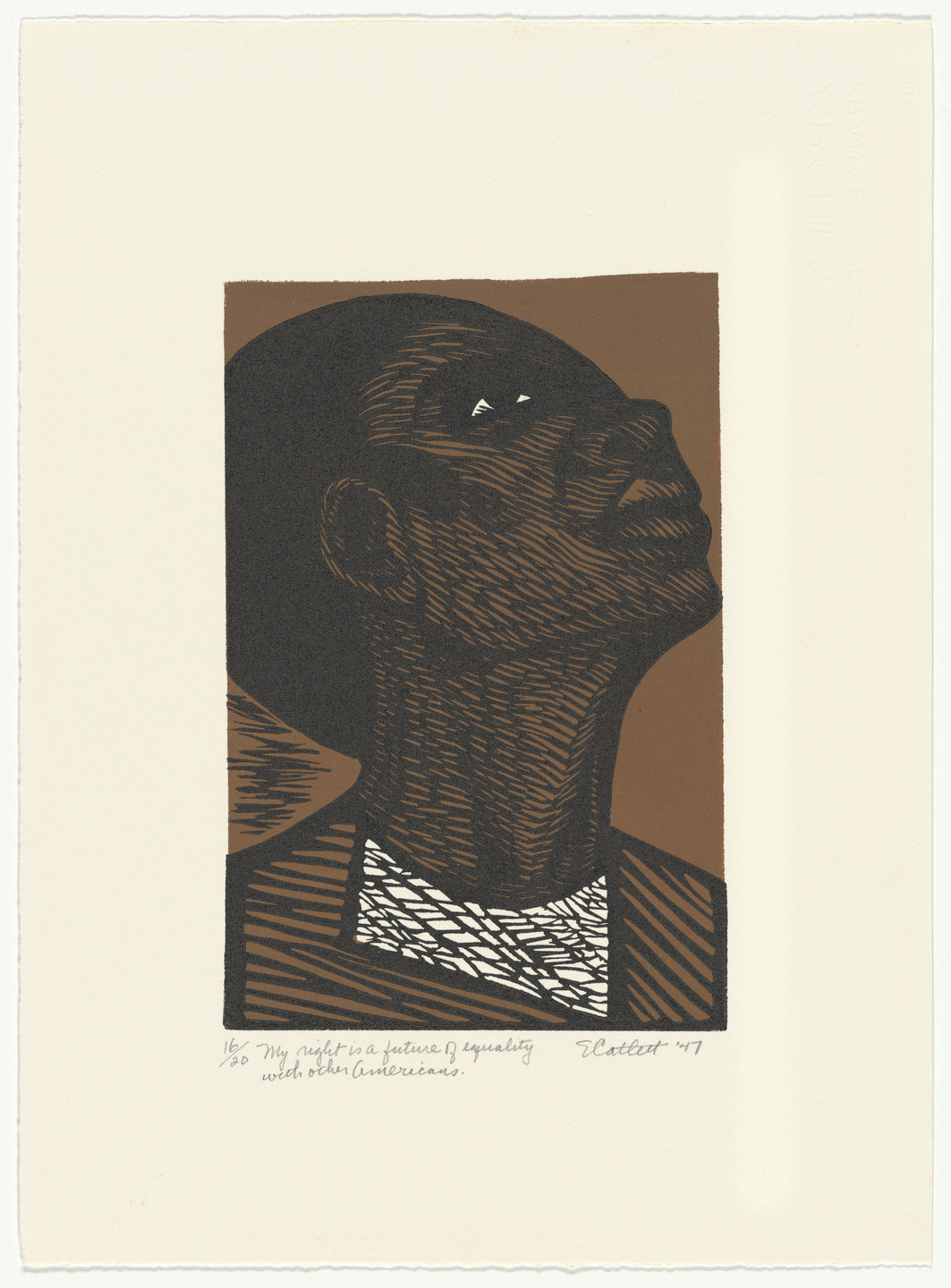 Elizabeth Catlett. My Right Is a Future of Equality with Other Americans from the series The Black Woman. 1947, printed 1989