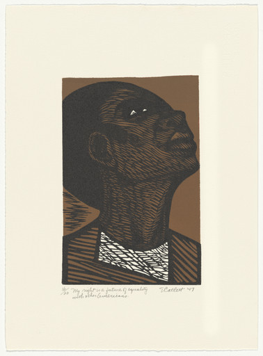Elizabeth Catlett. My Right Is a Future of Equality with Other Americans from the series The Black Woman. 1947, printed 1989