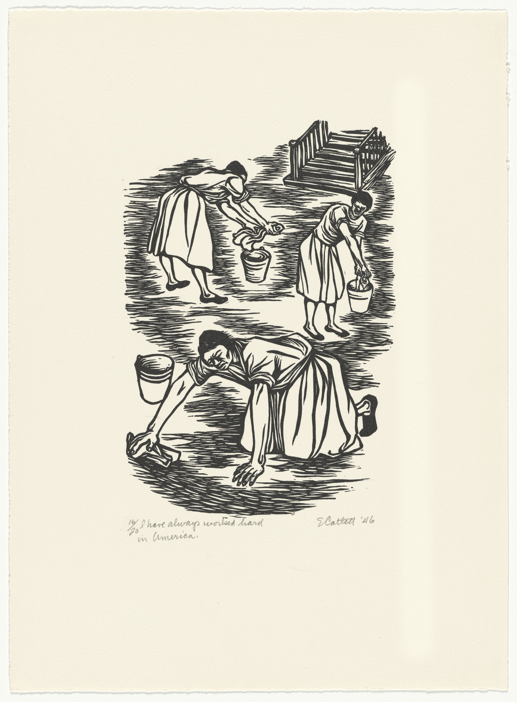 Elizabeth Catlett. I Have Always Worked Hard in America from the series The Black Woman. 1946, printed 1989