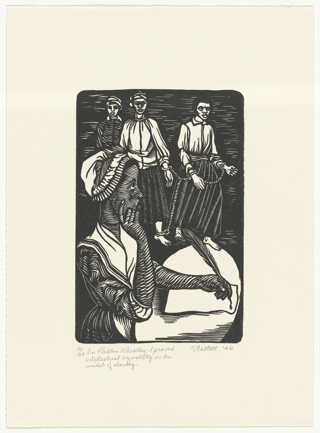 Elizabeth Catlett. In Phillis Wheatley I Proved Intellectual Equality in the Midst of Slavery from the series The Black Woman. 1946, printed 1989