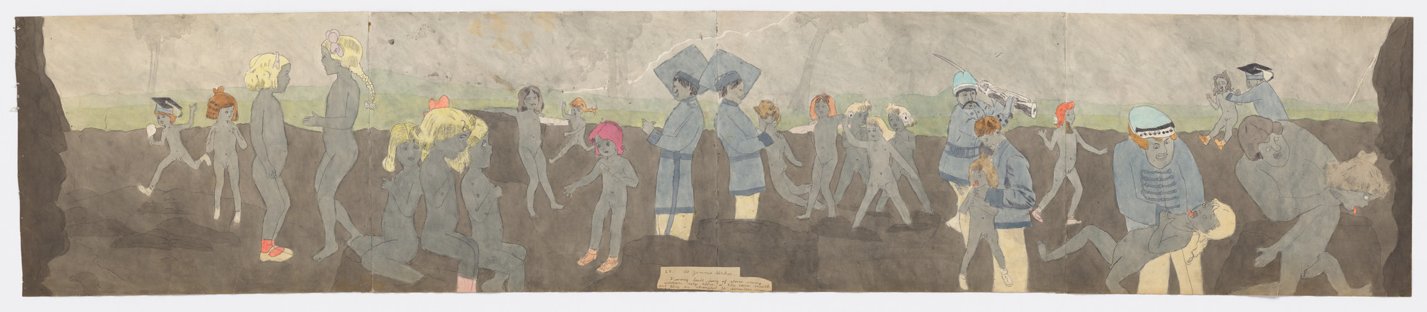 Henry Darger. a) At McCalls run. A demon appears in room. Hands of fire. Torrington imperaled by explosion b) At Jennie Richee During full fury of storm enemy soldiers seize them at the caves mouth and they are strangled to senselessness,. n.d.