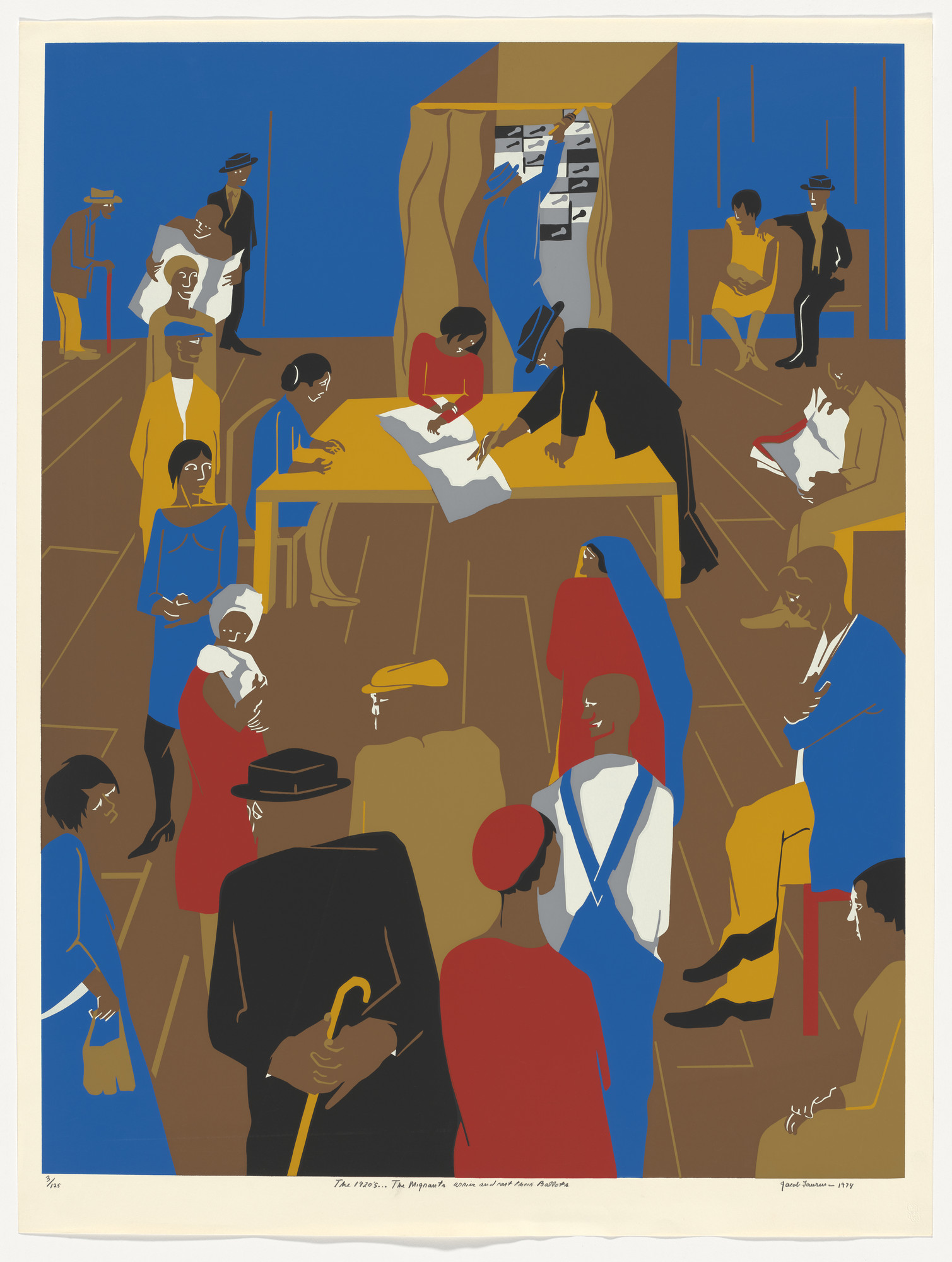 Jacob Lawrence. The 1920's ... The Migrants Arrive and Cast Their Ballots from Kent Bicentennial Portfolio: Spirit of Independence