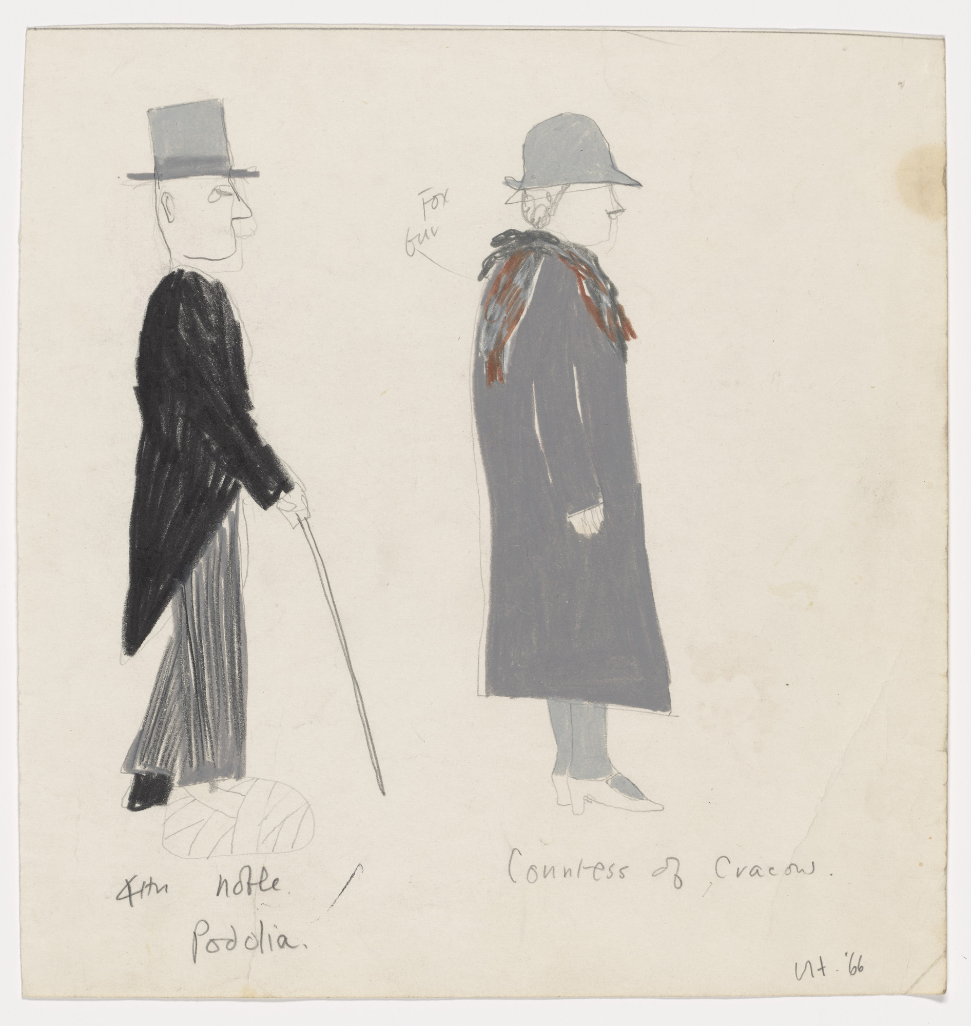 David Hockney. 4th Noble-Prince of Podolia and Countess of Cracow. Costume designs for the play Ubu Roi