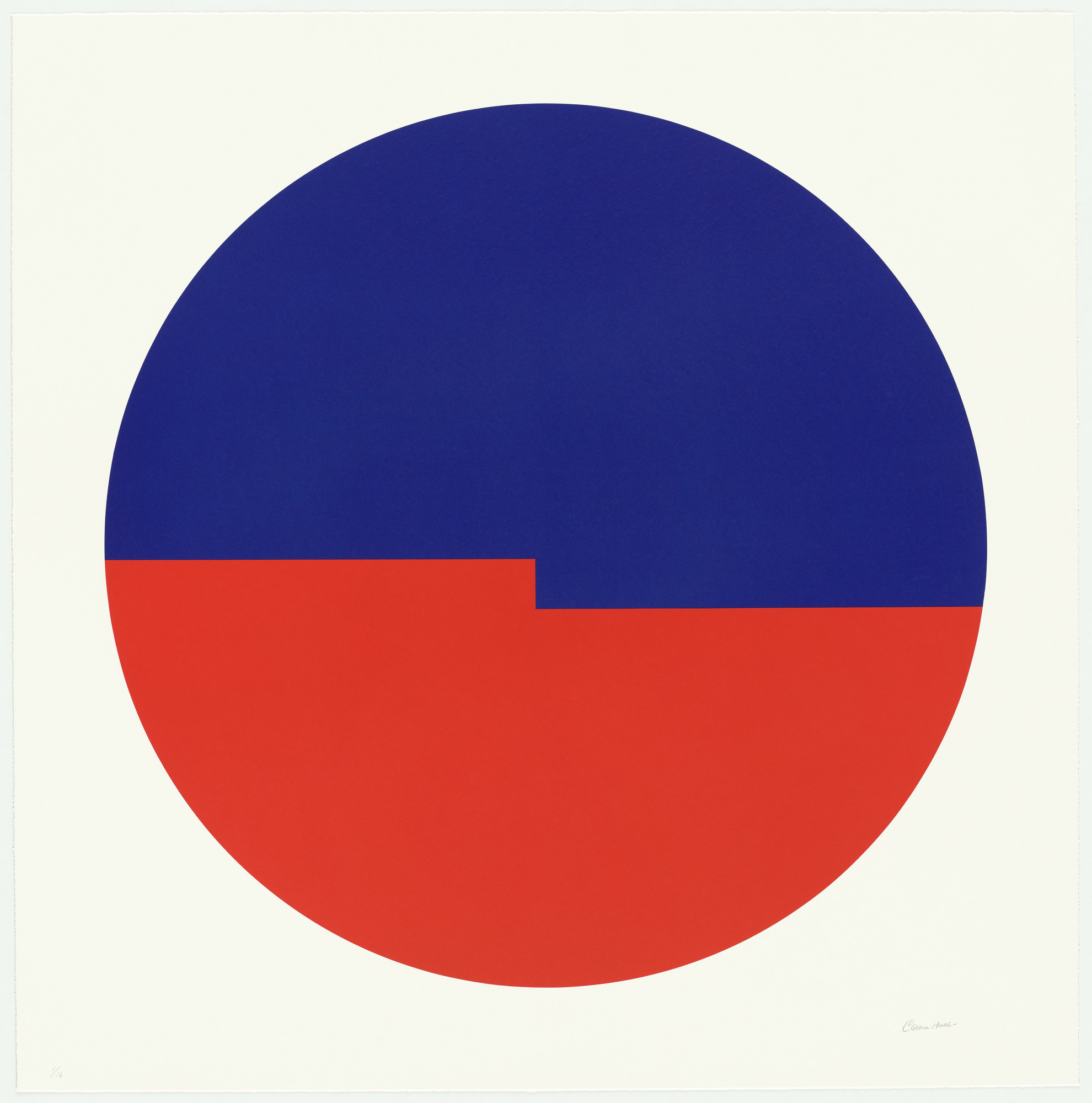 Carmen Herrera. Tondo: Azul y Rojo