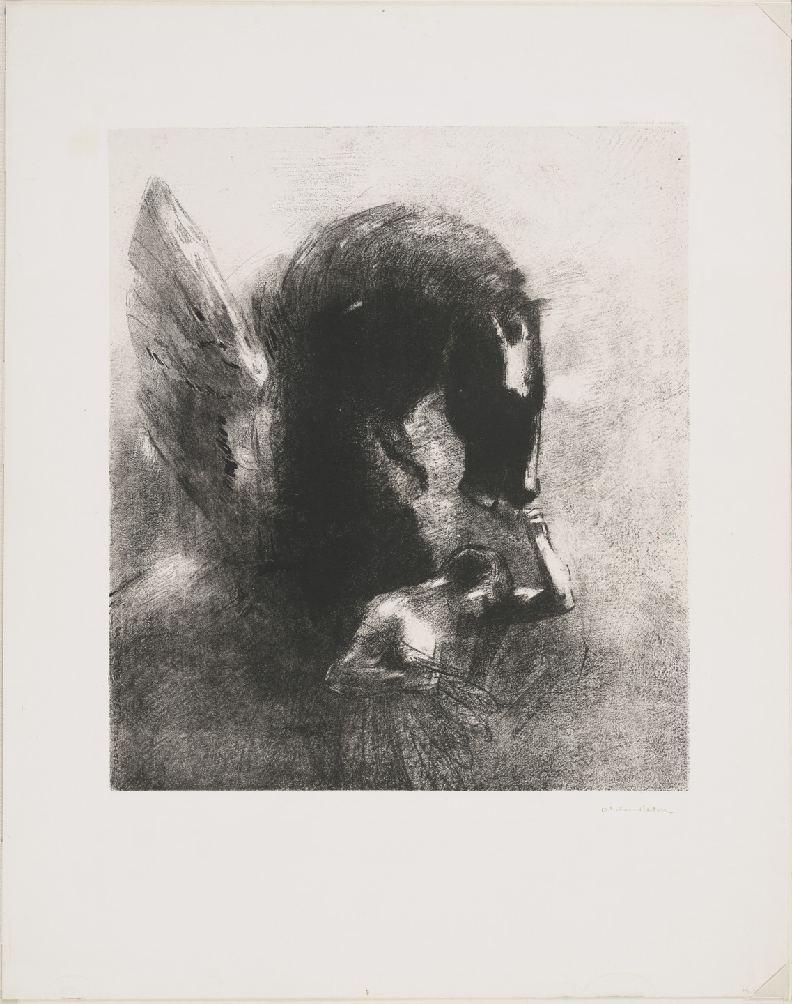 Odilon Redon. Captive Pegasus (Pégase captif). 1889, published 1891