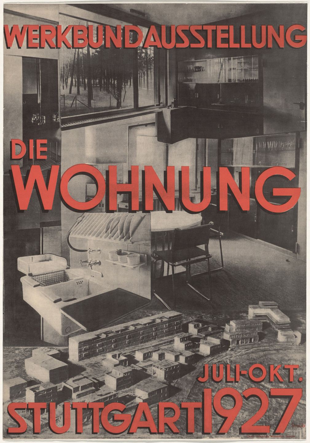 Karl Ludwig Straub. Werkbund Ausstellung, Die Wohnung (Werkbund exhibition—The Dwelling) (Poster for exhibition organized by the Deutsche Werkbund at the Weissenhofsiedlung, Stuttgart, Germany). 1927