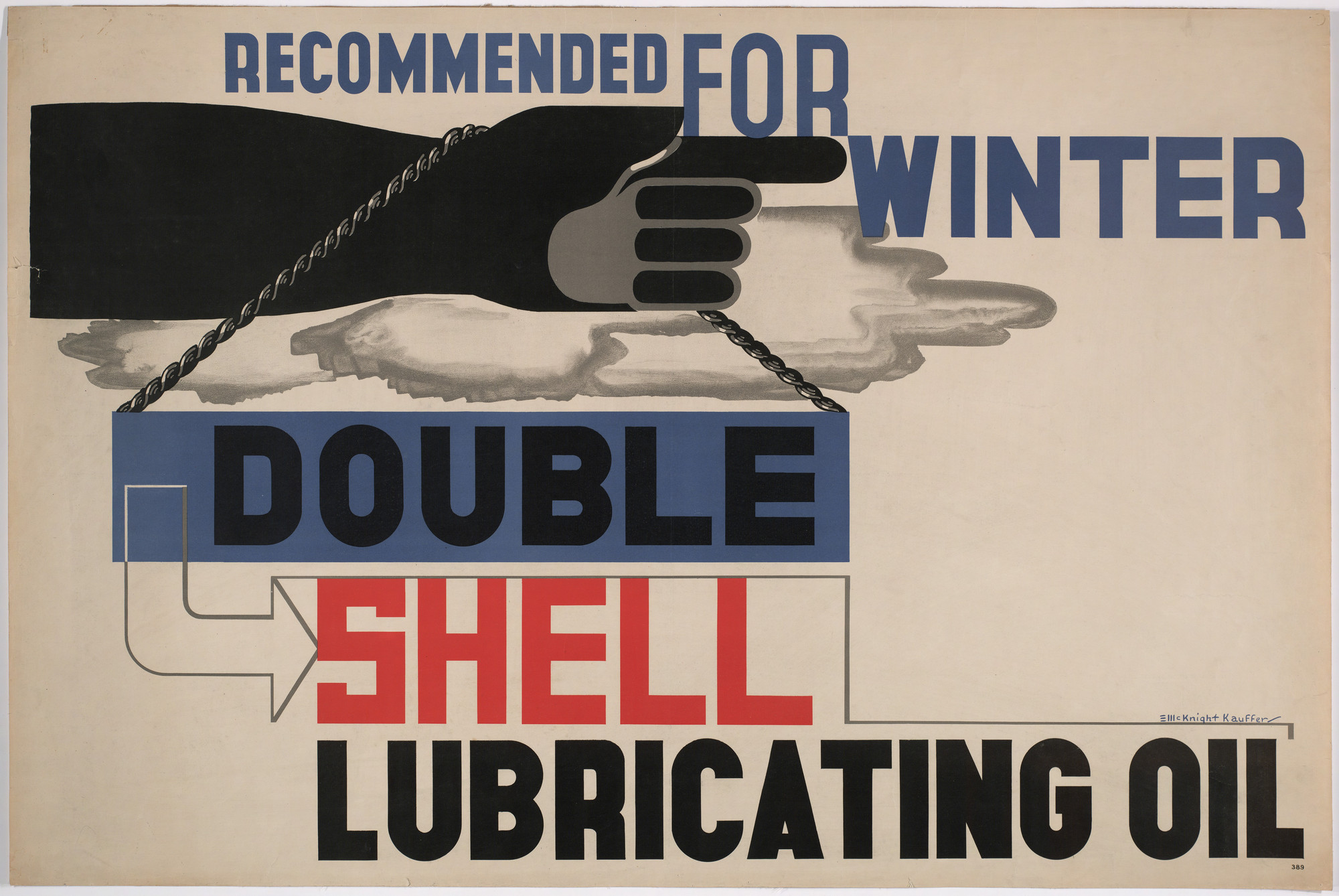 E. McKnight Kauffer. Recommended for Winter - Double Shell Lubricating Oil