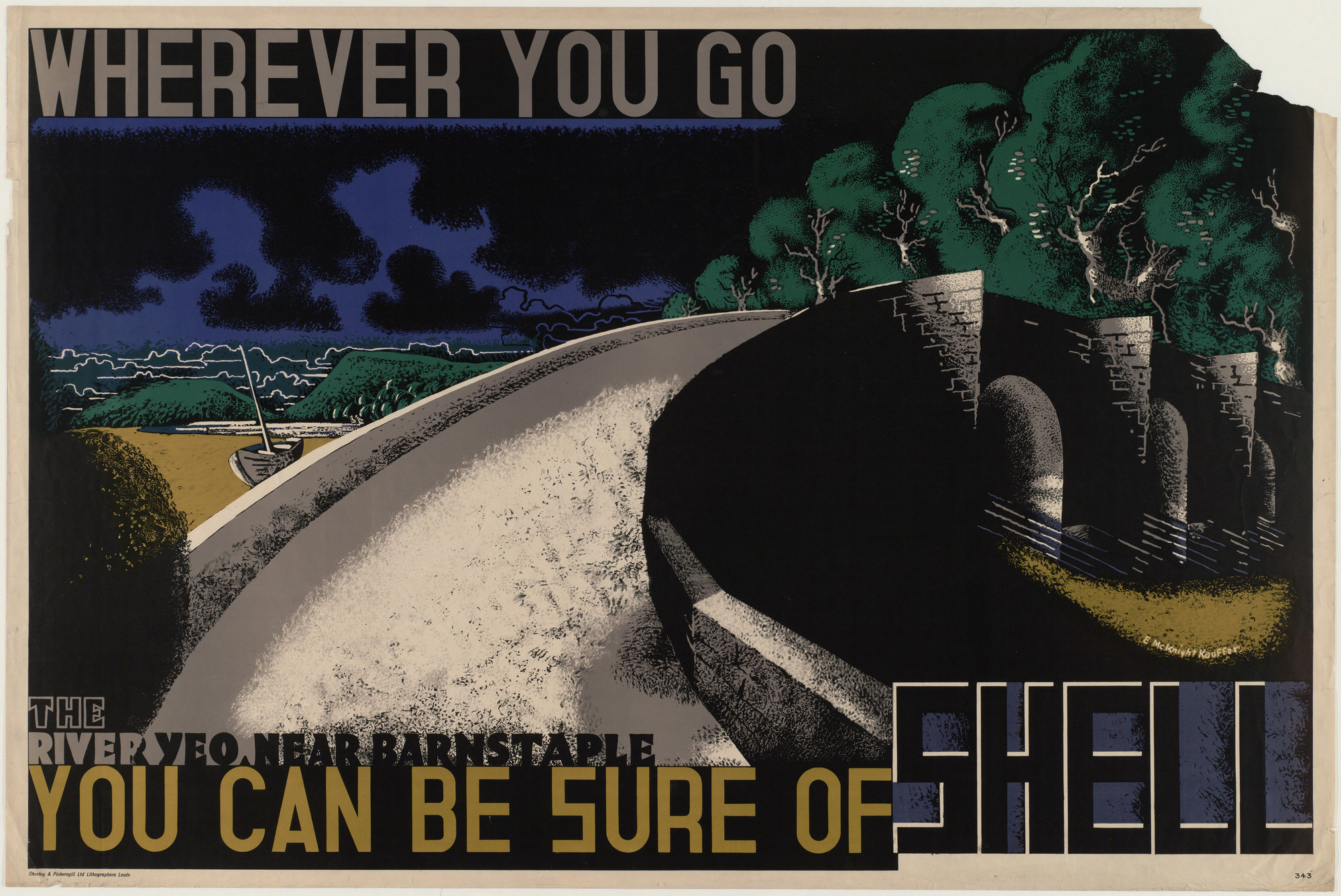 E. McKnight Kauffer. The River Yeo Near Barnstaple, Wherever You Go You Can Be Sure of Shell