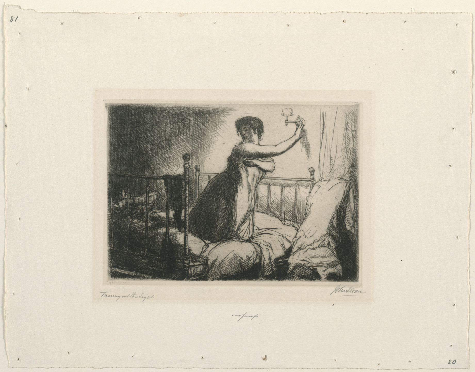 John Sloan. Turning Out the Light from New York City Life. 1905