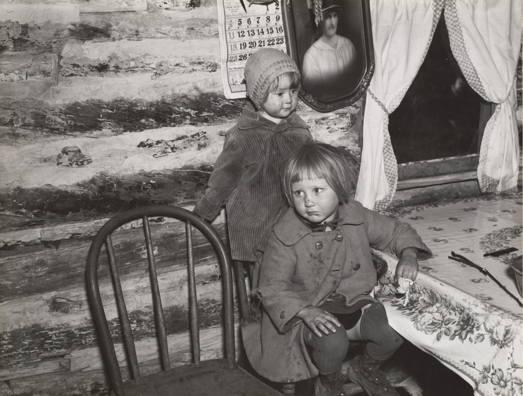 Two of the Bodray Children in their Home near Tipler, Wisconsin, Farm Children, Cut-Over Regions, Wisconsin
