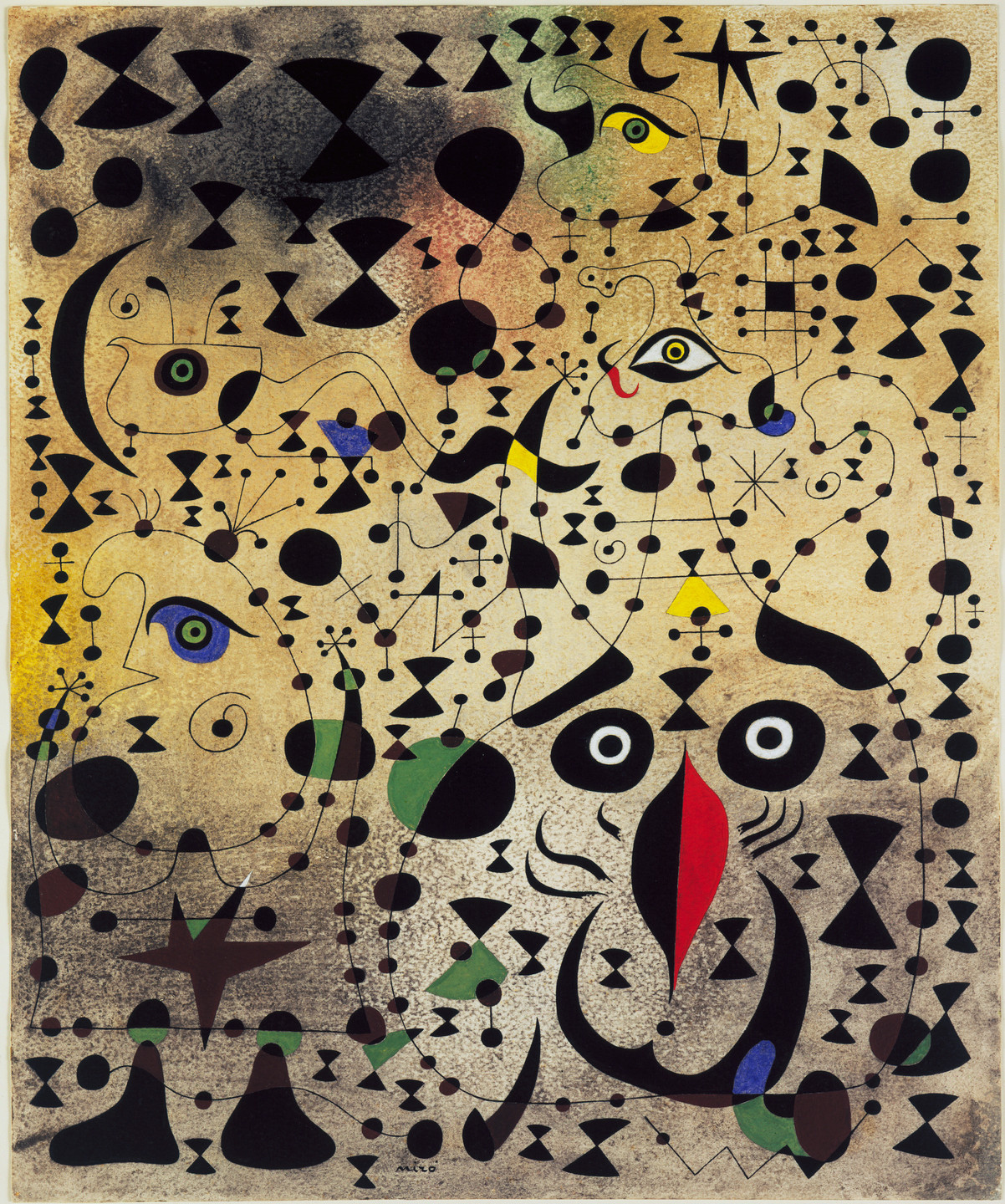 Joan Miró. The Beautiful Bird Revealing the Unknown to a Pair of Lovers (Le Bel oiseau déchiffrant l&#39;inconnu au couple d&#39;amoureux) (from the Constellation series). 1941