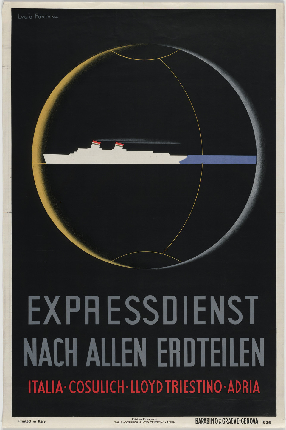Lucio Fontana. Expressdienst Nach Allen Erdteilen, Italia-Codulich-Lloyd Triestino-Adria. 1935