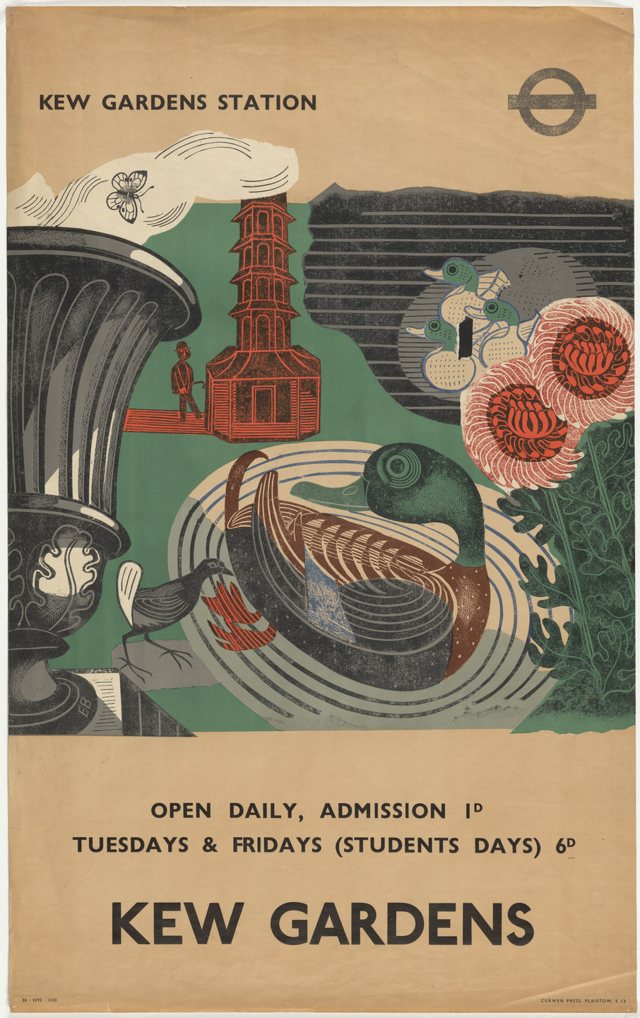 Edward Bawden. Kew Gardens (Poster for London Transport). 1936