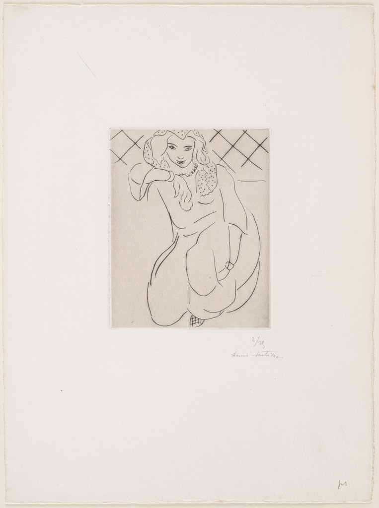 Crouching Oriental, Veil on Head (Orientale accroupie, voile sur la tête)