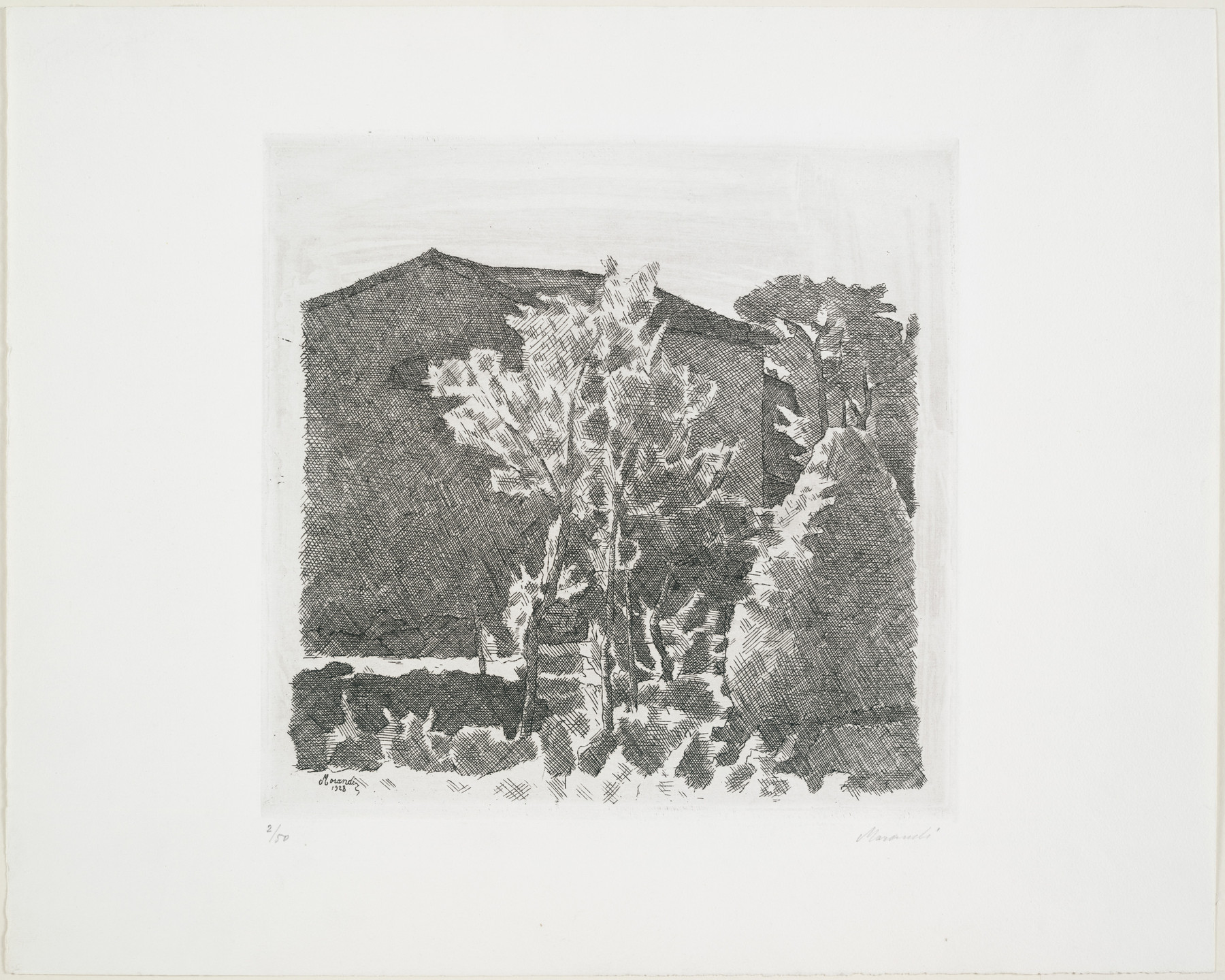 Giorgio Morandi. II Poggio al mattino (Hillside in the Morning). 1928, probably printed in the early 1940s