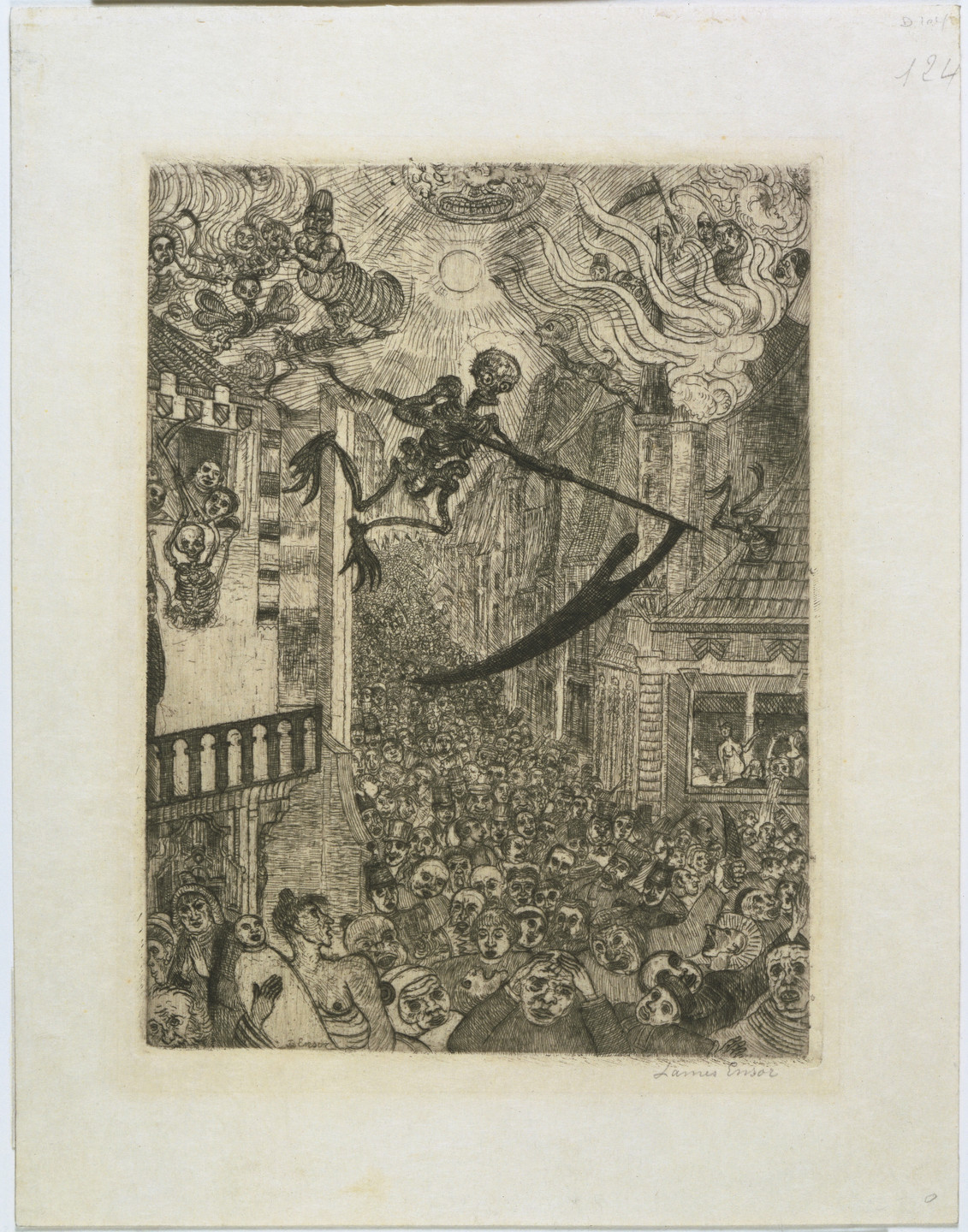 James Ensor. Death Chasing the Flock of Mortals (La Mort poursuivant le troupeau des humains). 1896