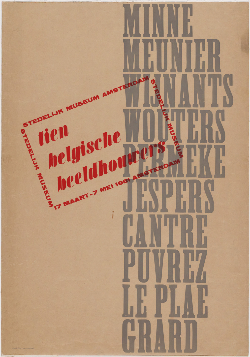 Willem Jacob Henri Berend Sandberg. Stedelijk Museum Amsterdam, Tien Belgische Beeldhouwers. 1951