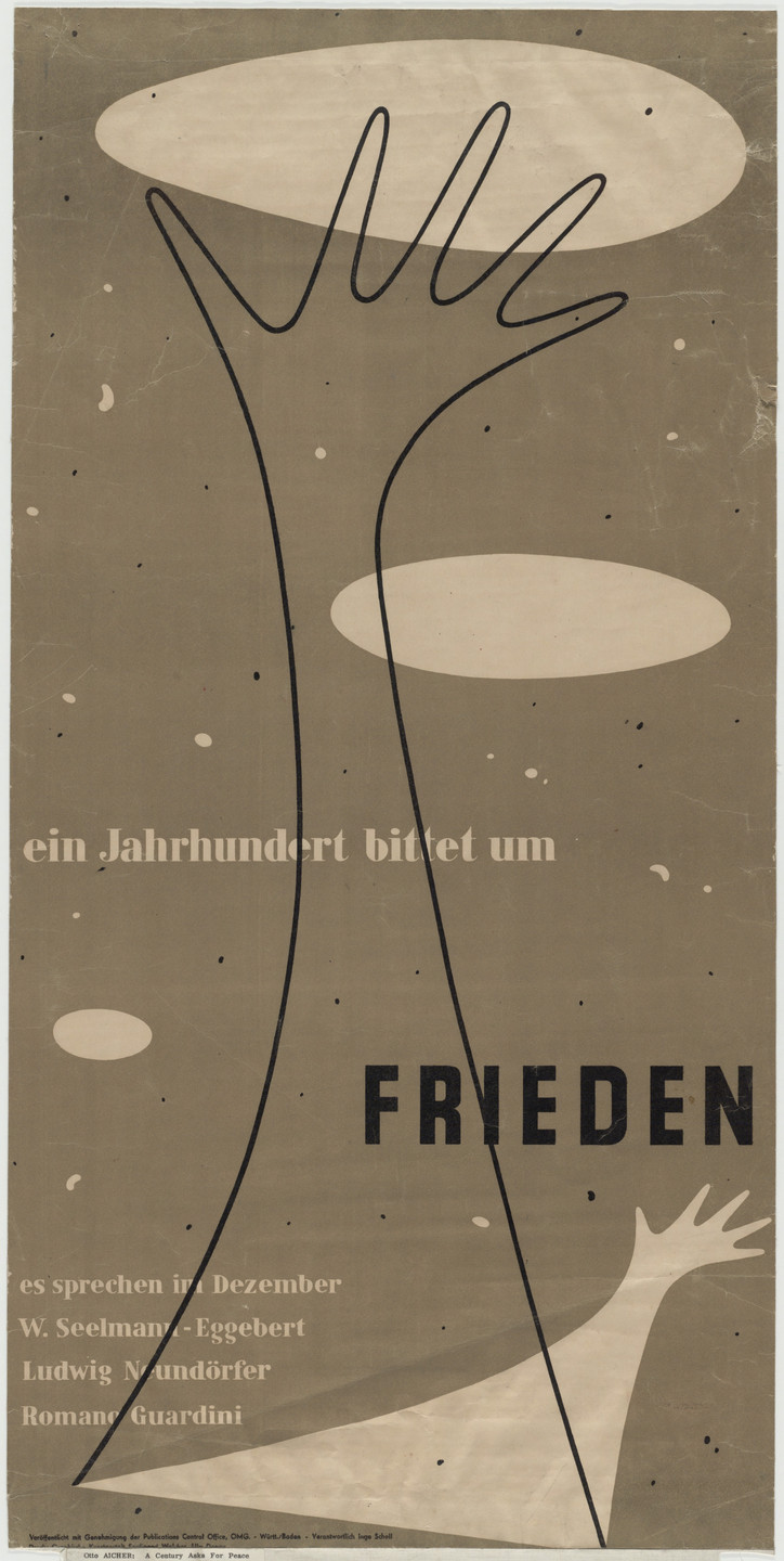 Otl Aicher (also known as Otto Aicher). Ein Jahrhundert bittet um Frieden. c. 1950