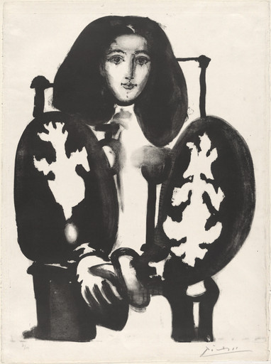B・Charoy、Jeune fille au fauteuil、希少画集画 Pablo Picasso. Armchair Woman No. 1 (La Femme au fauteuil No. 1