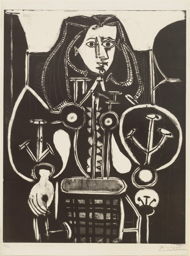B・Charoy、Jeune fille au fauteuil、希少画集画 Pablo Picasso. Armchair Woman No. 4 (La Femme au fauteuil No. 4