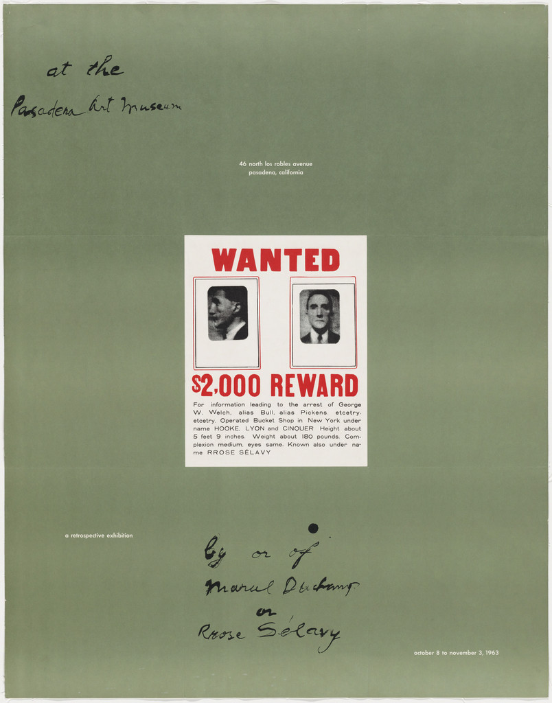 Wanted $2,000 Reward, A Retrospective Exhibition by or of Marcel Duchamp or Rrose Sélavy
