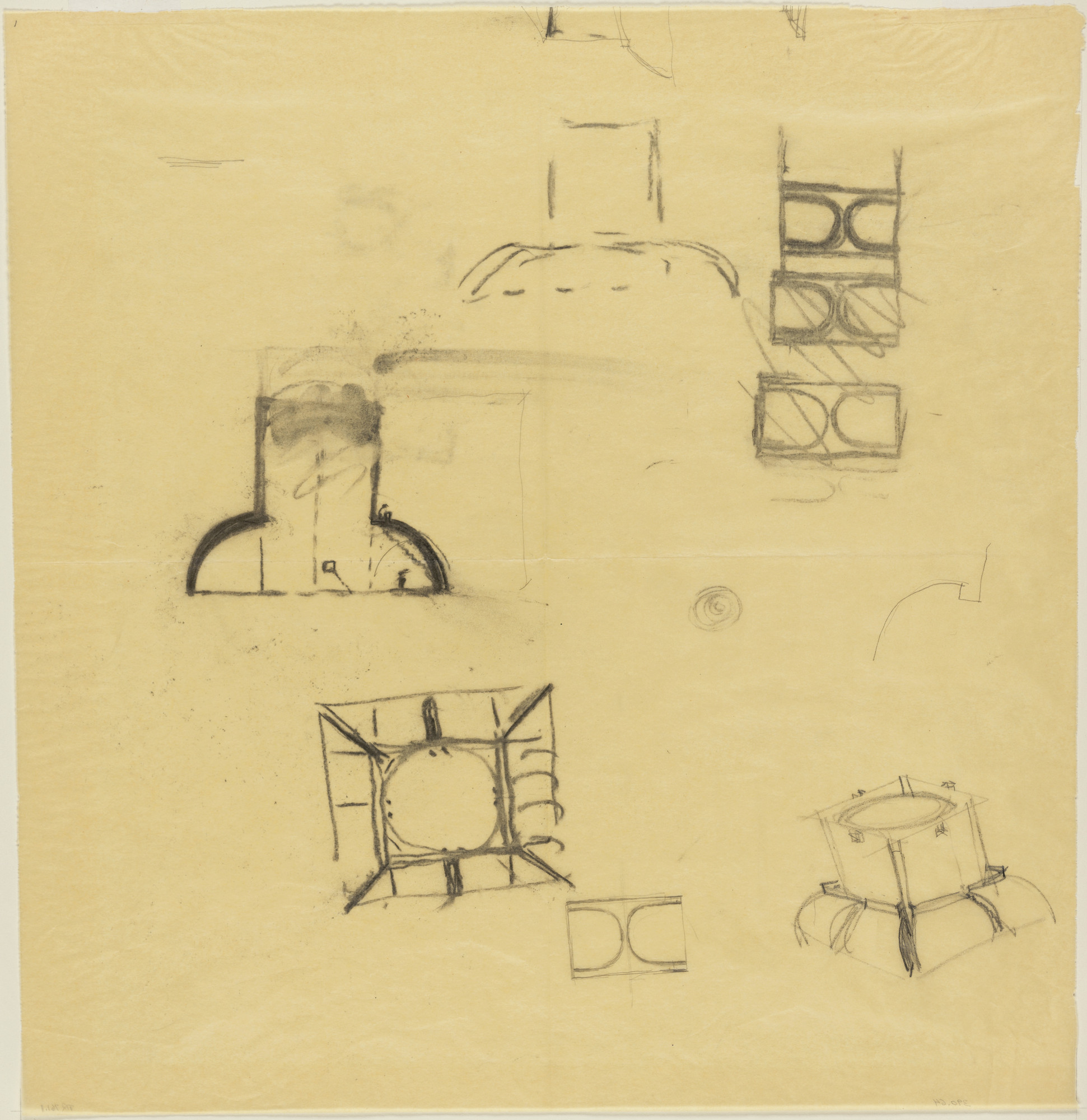 Louis I. Kahn. Sher-e-Bangla Nagar, Capital of Bangladesh, Dhaka, Bangladesh (Prayer Hall: plan and elevation sketches)