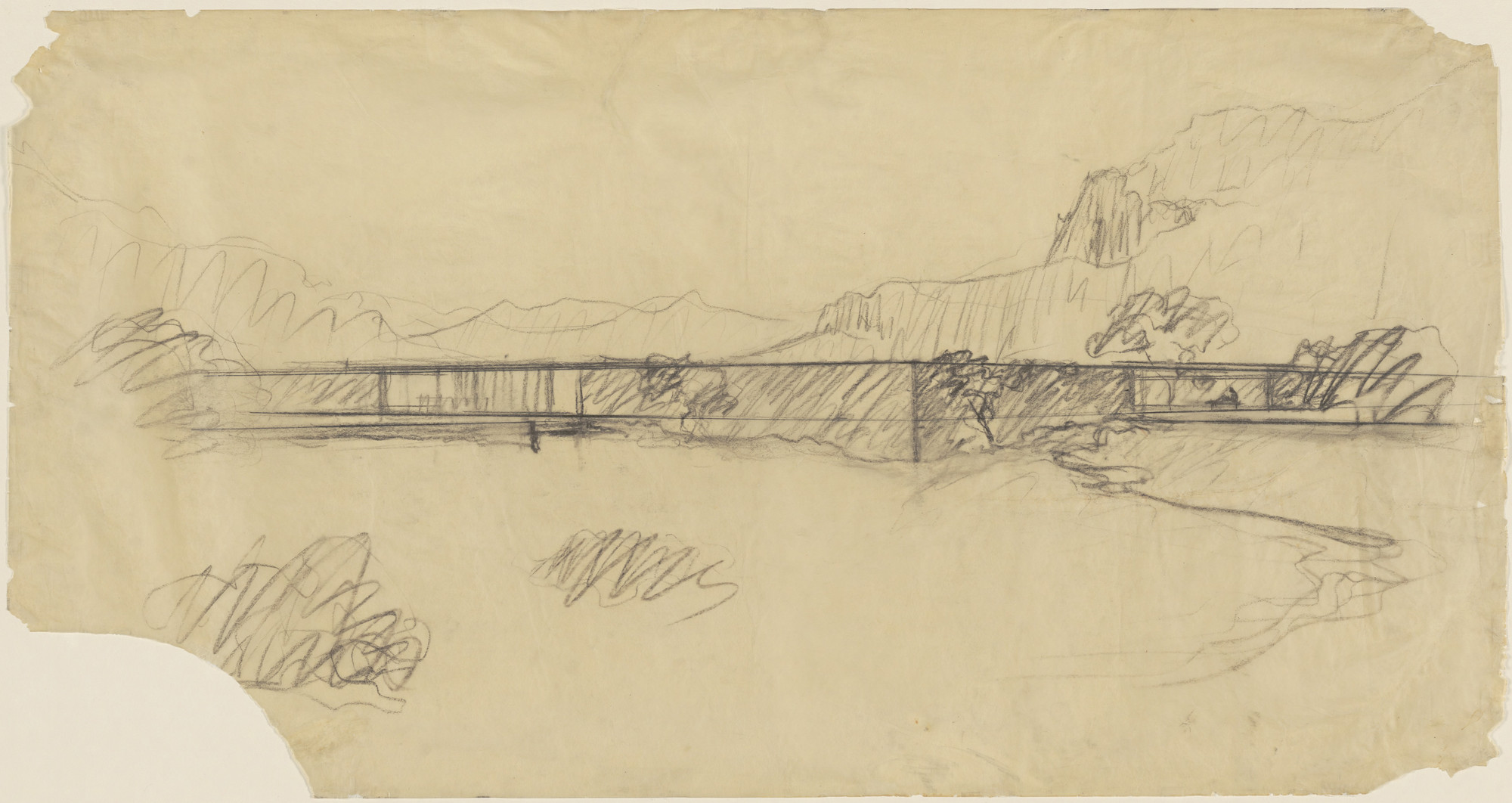 Ludwig Mies van der Rohe. Mountain House Studies Project, No intended site known (possibly Merano, South Tyrol, Italy), Perspective view