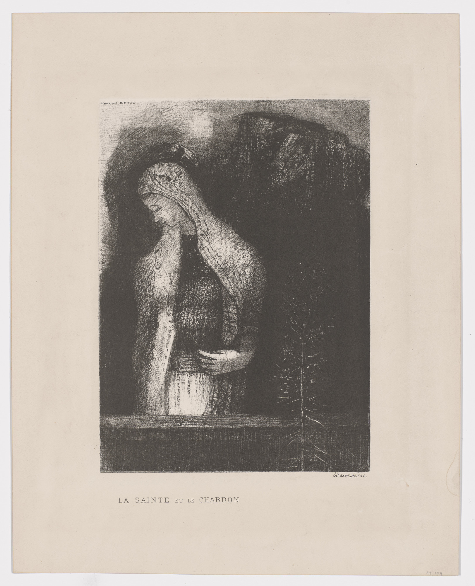Odilon Redon. Female Saint and Thistle (La Sainte et chardon)