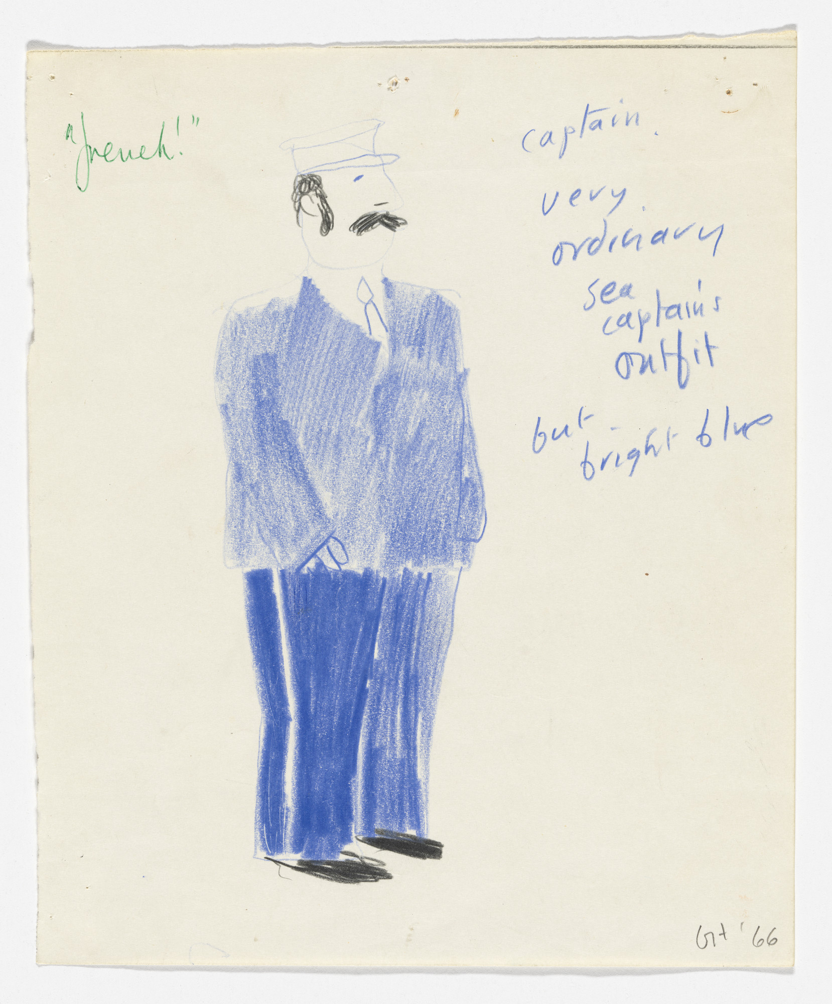 David Hockney. Very Ordinary Sea Captain's Outfit, design for the play Ubu Roi